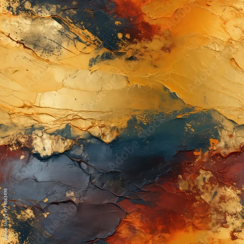 Seamless abstract acrylic golden texture background © eobrazy_pl