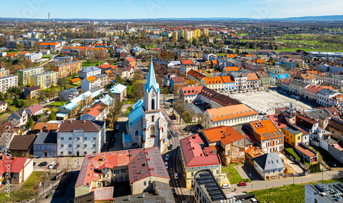 Canvastavla View of city of Oswiecim in Poland, where Nazi Auschwitz concentration camp is l