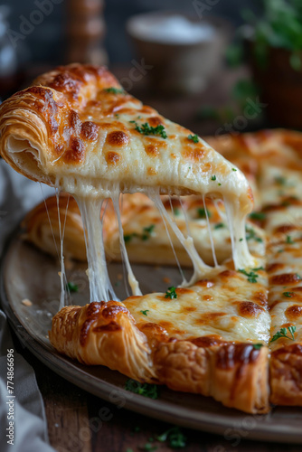 Pizzastück mit geschmolzener Käse photo