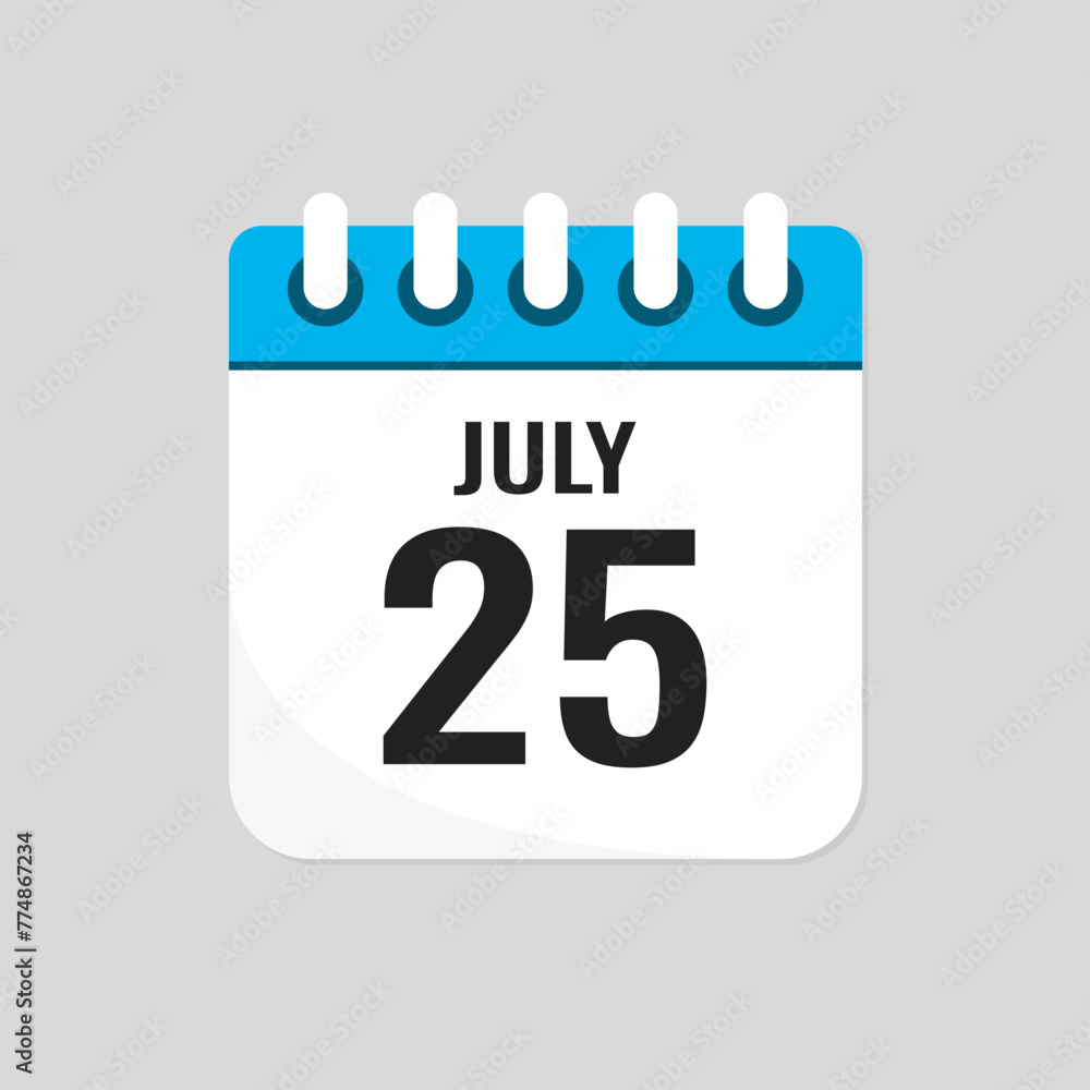 Icon page calendar day - 25 July Icon page calendar day - 25 July