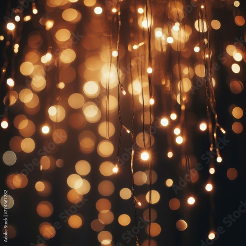 a blur light with a golden hue particles photo