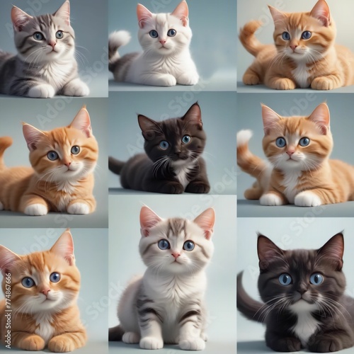 a set of different kittens in different poses