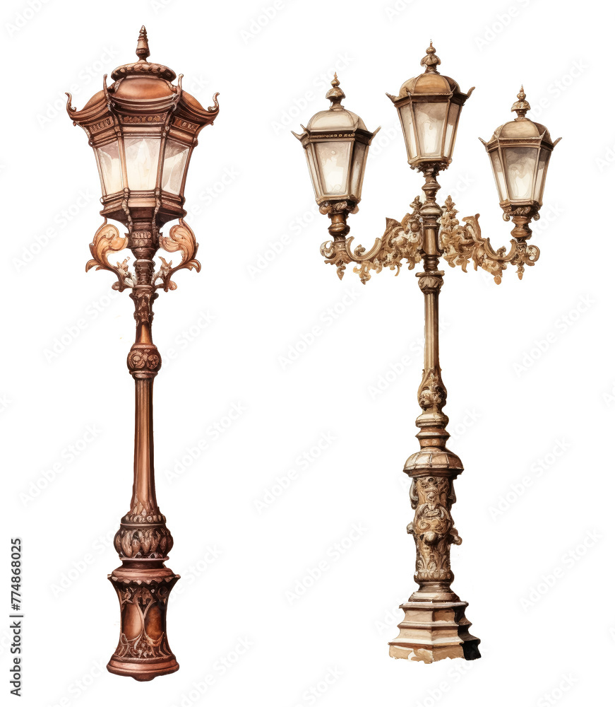 Ornate street lamps in vintage style