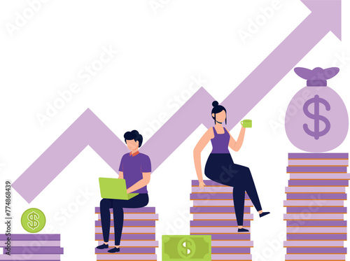 A boy and a girl are working on a dollar graph.