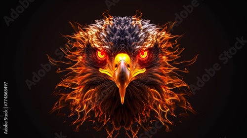 Close-up portrait of a light fire bald eagle. © Joyce