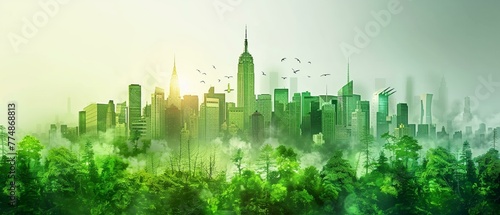 Sustainable city life, green icons and vegan options