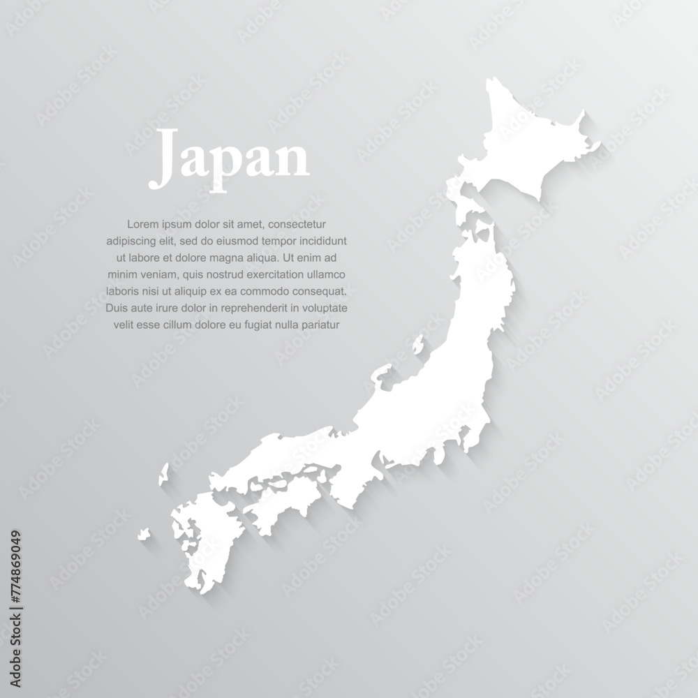 Minimal white map Japan, template Asia country Minimal white map Japan, template Asia country