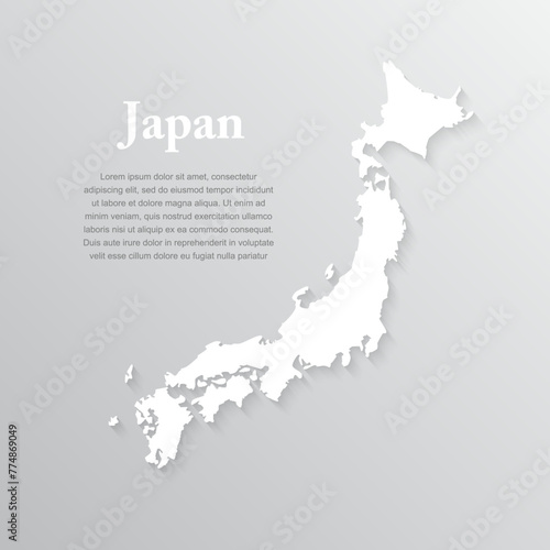 Minimal white map Japan, template Asia country