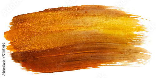 Amber Paint Brush Stroke On Transparent background