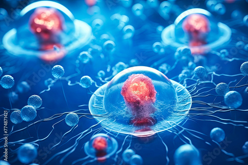 Microscopic view of body cells - cellular therapy and regeneration research with stem cells photo