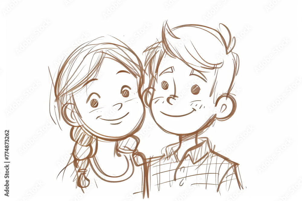 Scribble sketch of a lovely couple Scribble sketch of a lovely couple