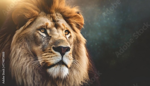 majestic lion staring on black background motivational quote inspirational male grind post stoicism stoic hard men mentality philosophy philosopher copy space for quotation text