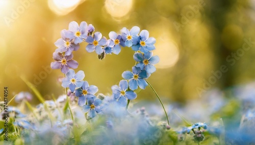 delightful bright scene with flowers forget me in form of heart spring forget me not forming blue heart on green nature background romantic flower concept love symbol copy space © Claudio