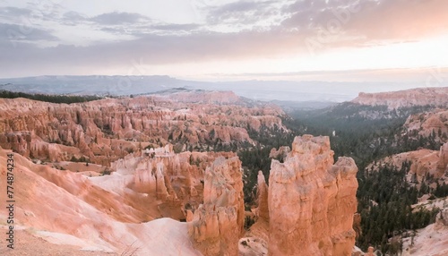 beautiful landscape in bryce canyon with magnificent stone formations