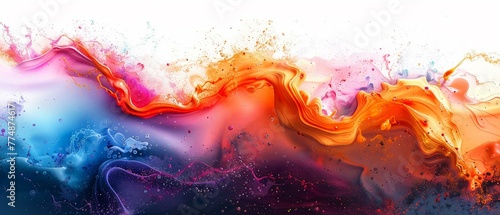 Color pour abstract, liquid hues isolated on white background