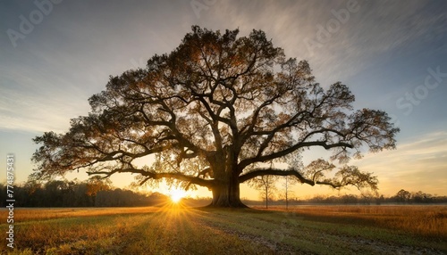 sun rise at angel oak tree in south carolina photo
