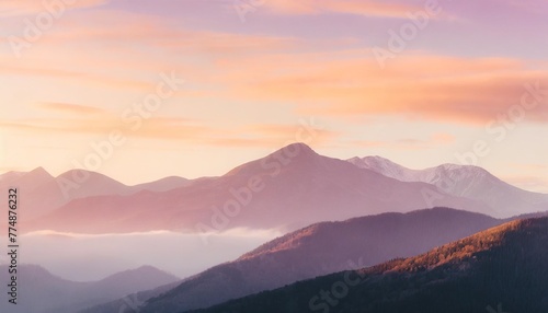 abstract mountain landscape background in vibrant hues with pink and purple tones © Claudio