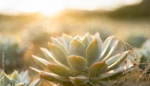 succulent soft focus macro image light green plant background