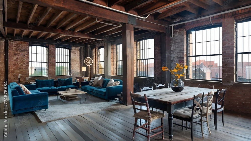 interior Living room loft in industrial style interior Living room loft in industrial style