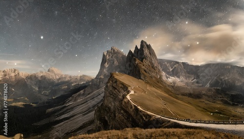 mily way over seceda in south tyrol at night dolomites photo