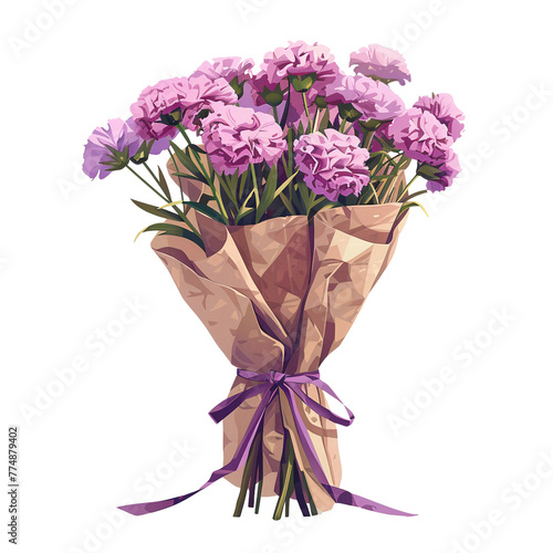 inflorescence RoseMany flowers beautifully wrapped in paper neatly arranged With a luxurious ribbon tied on the floor.cartoon 2D  illustration png photo