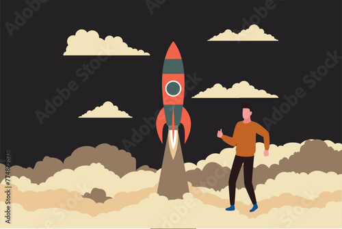 A rocket is launched into space.