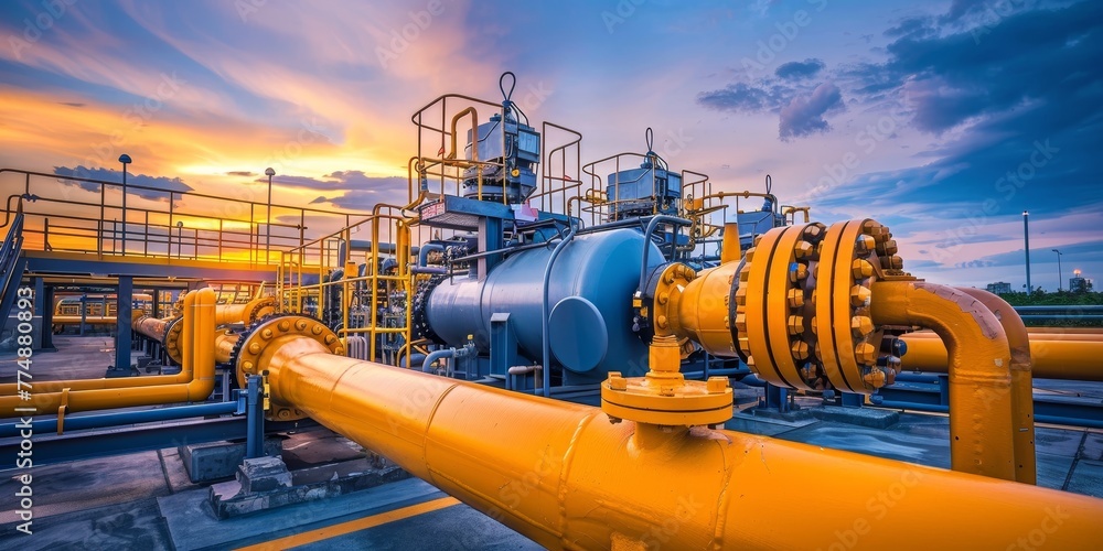 Gas Pipeline Compression Station: Centrifugal compressors for gas transmission line pressure maintenance.