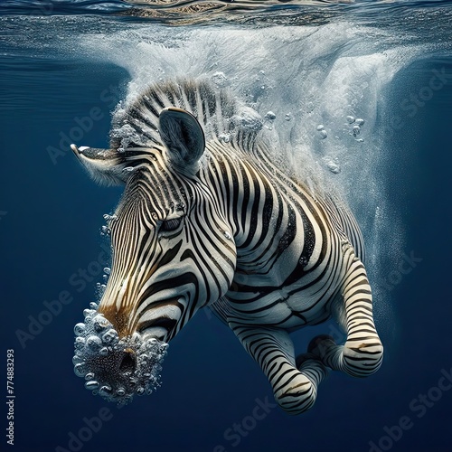 close up of a zebra in the water - version 3