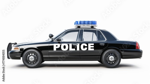 Police car isolated over white background