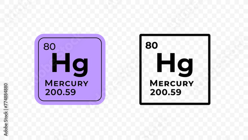 Mercury, chemical element of the periodic table vector design