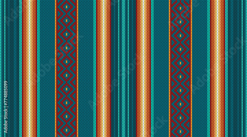 Colorful stripes background. Mexican style vector seamless pattern. Serape design. Ornament for Cinco de Mayo fiesta decor. Ethnic boho fabric . Native American Heritage day illustration