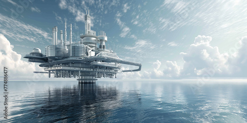 Futuristic ocean cityscape for advanced living  perfect for technology and lifestyle articles.