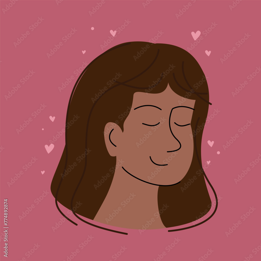 Romantic concept with woman in love card. Body positive, self care or happy women's day. Romantic concept with woman in love card. Body positive, self care or happy women's day.