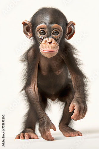 Baby Bonobo (Pan paniscus), 4 months old, walking again photo