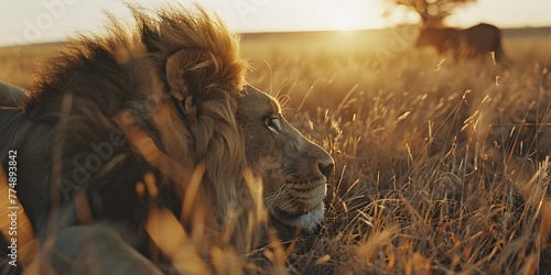 Juba majestosa de leão em closeup photo