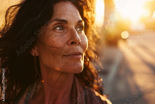 Portrait of a middle-aged woman with freckles on her face © Iigo