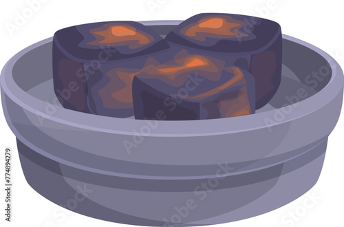 Burning hookah cubes icon cartoon vector. Hot coal. Aromatic equipment