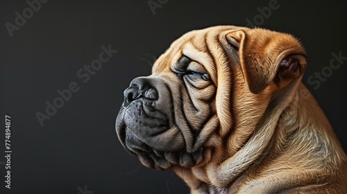 Generative AI : Close-up on facing Sharpei puppy head (11 weaks old)