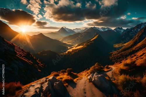 Beautiful mountain landscape background during sunrise, mountains landscape sunrise view