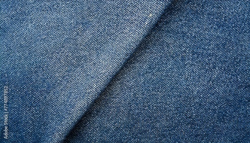 Flat Denim Fabric Showcasing Deep Blue Textures