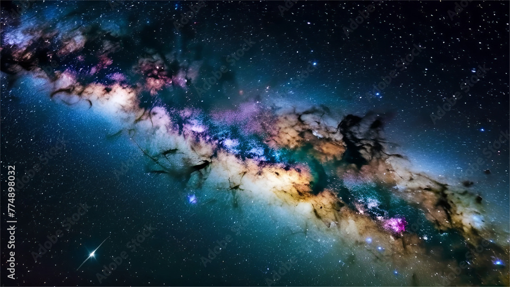 Fototapeta premium space shot of milky way galaxy with stars on a night sky used for background