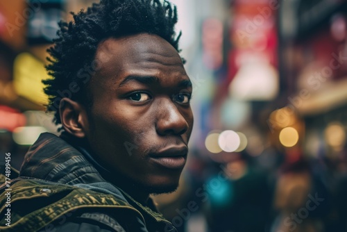 Portrait of a young African man in the streets of New York City