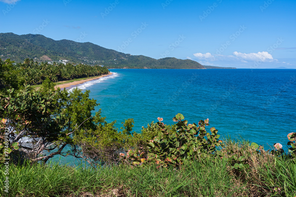 punta tuna beach and hills along southeastern coast of puerto rico at maunabo 