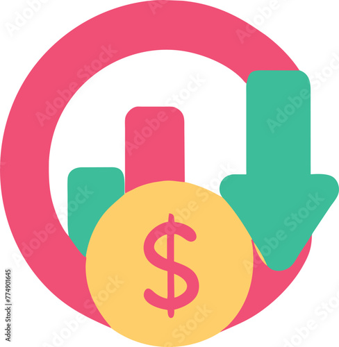 belding price down icon, icon colored shapes photo