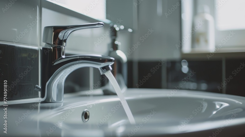 closeup of sink in bathroom, cozy minimal decoration. closeup of sink in bathroom, cozy minimal decoration.