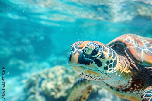 a sea turtle swimming underwater