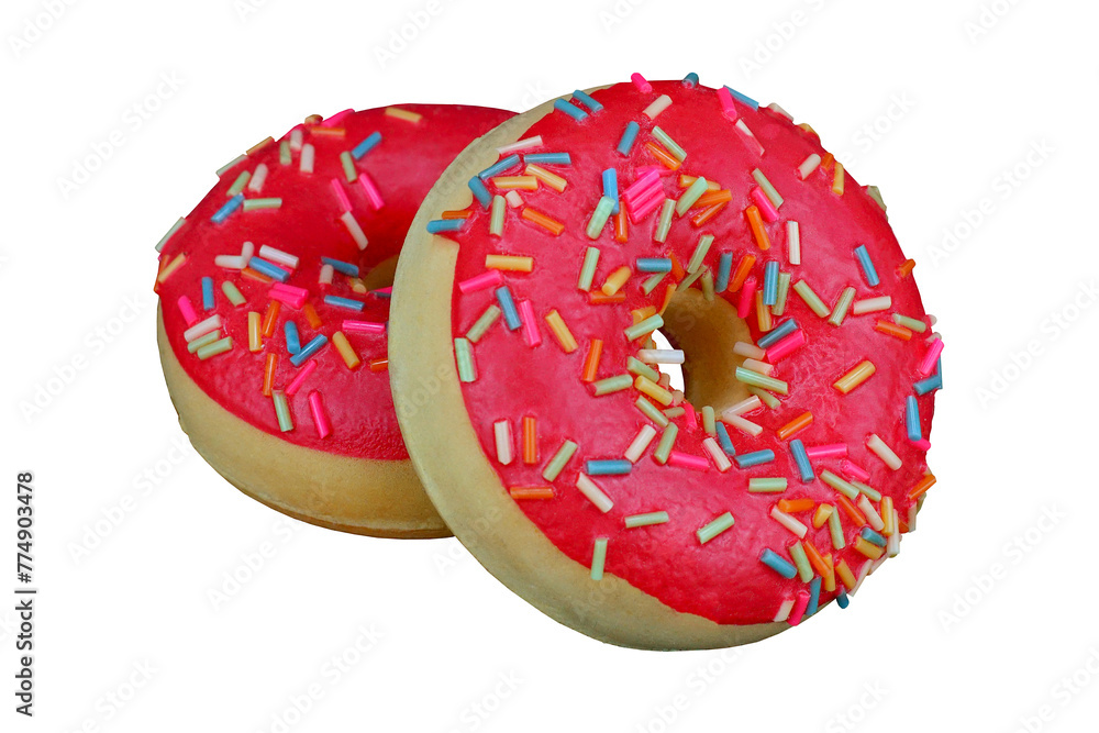 Red donuts, transparent background. Png file