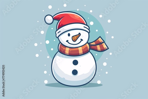 a snowman with a hat and scarf © White
