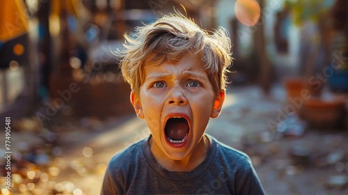 Tense Expression: Child's Public Outcry photo