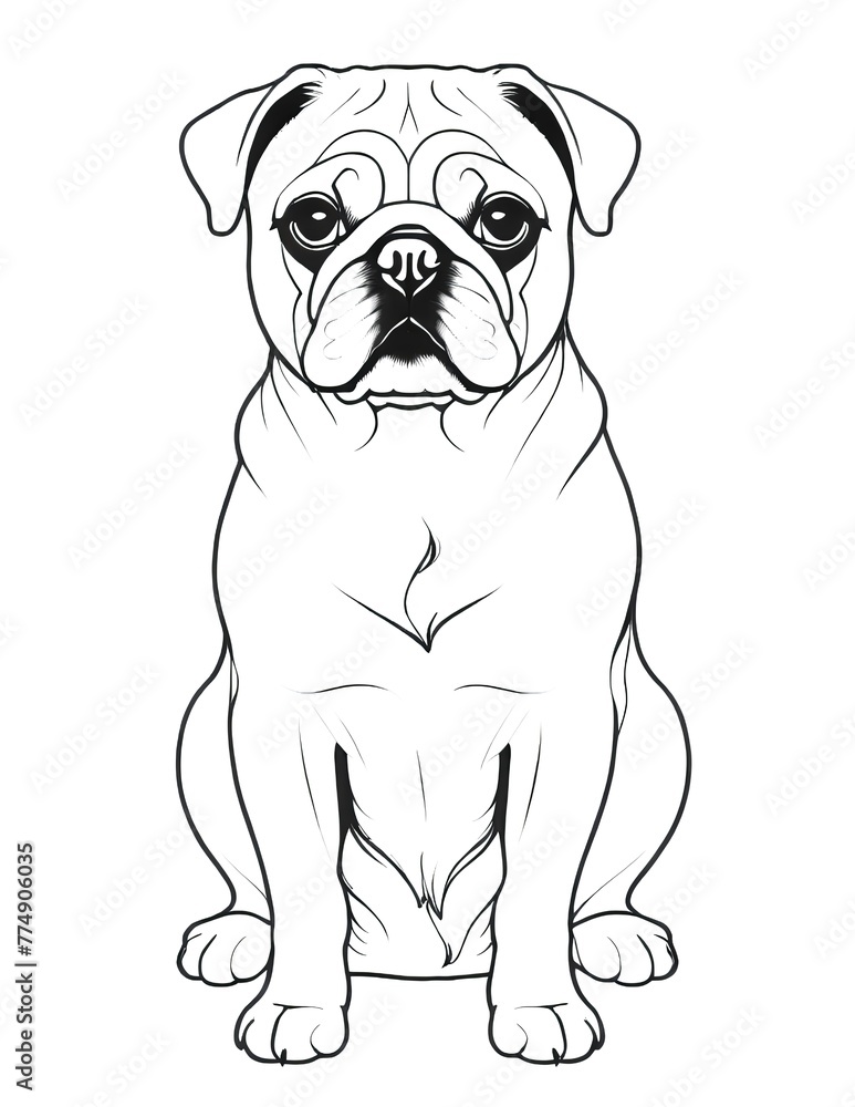 Obraz premium Coloring for children and adults with Pug